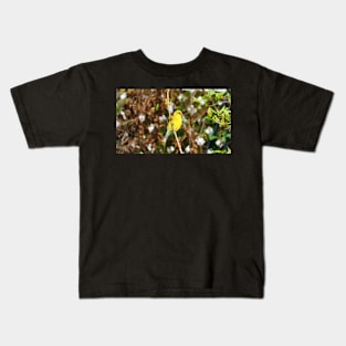 An American Goldfinch Perched on a Branch Kids T-Shirt